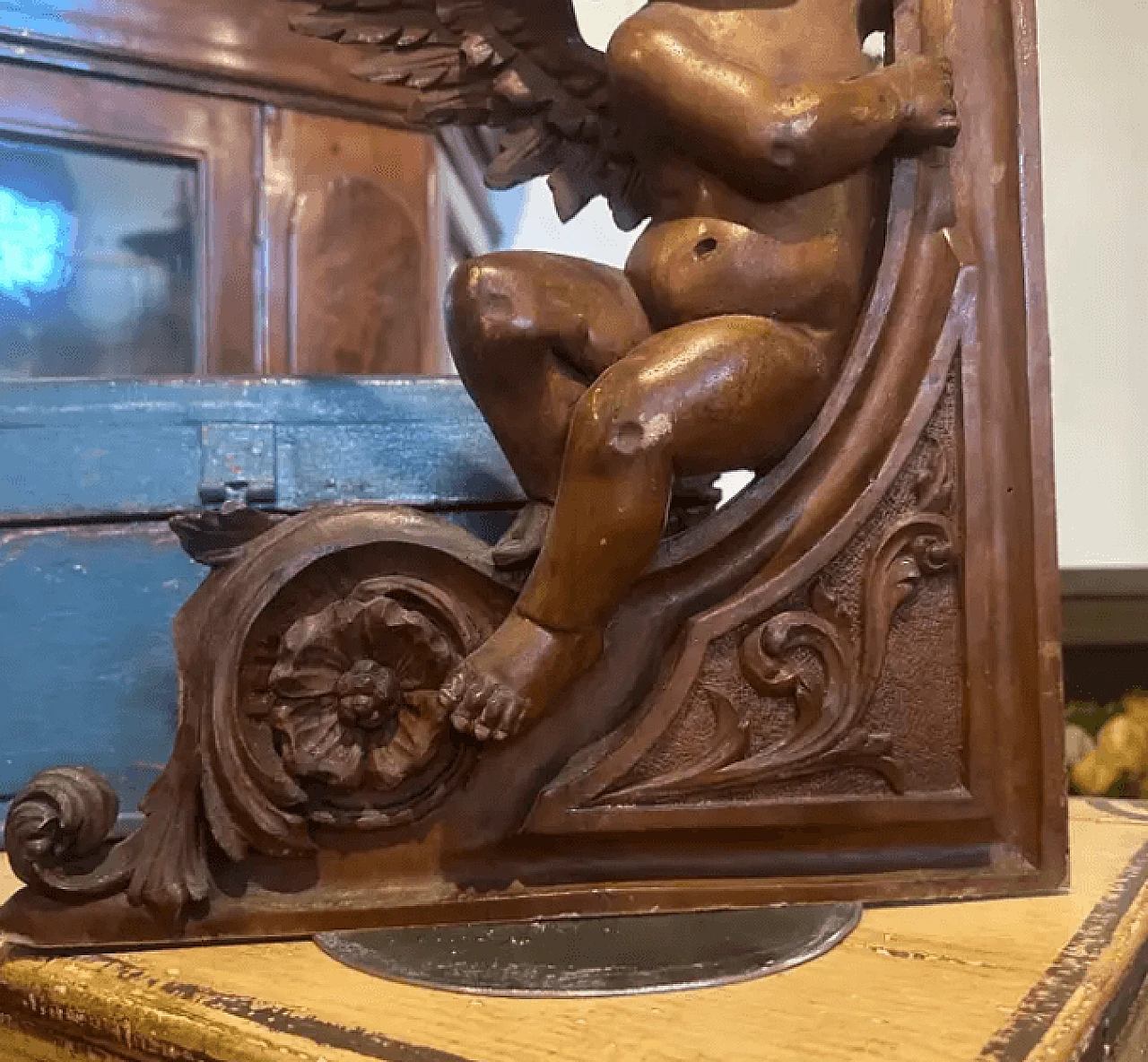 Frammento di angelo siciliano in legno, fine '800 5