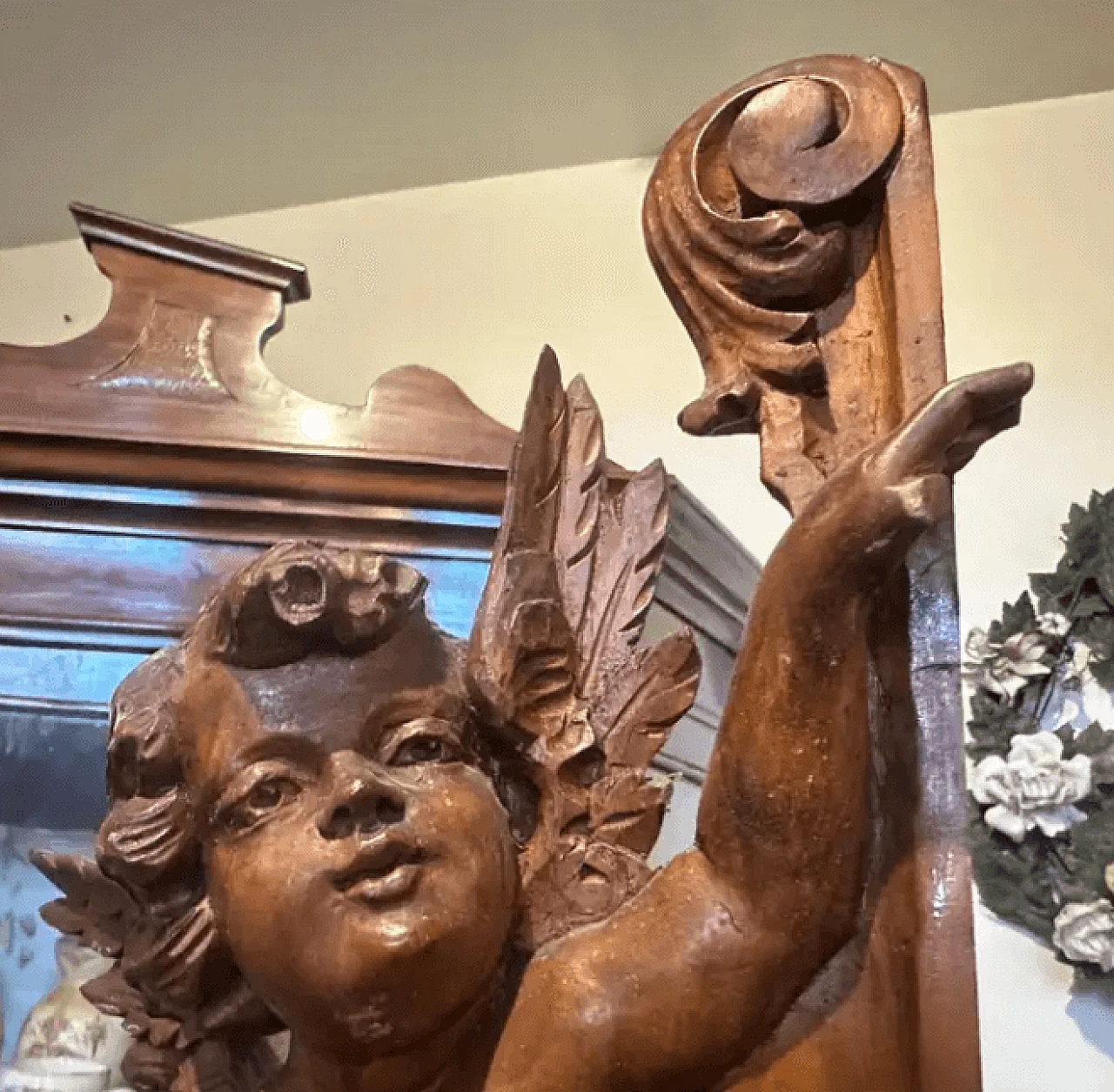 Frammento di angelo siciliano in legno, fine '800 7