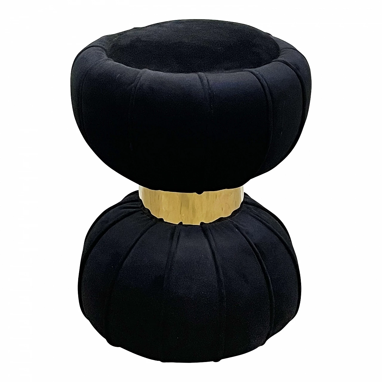Coppia di pouf a clessidra in velluto nero, anni '90 4