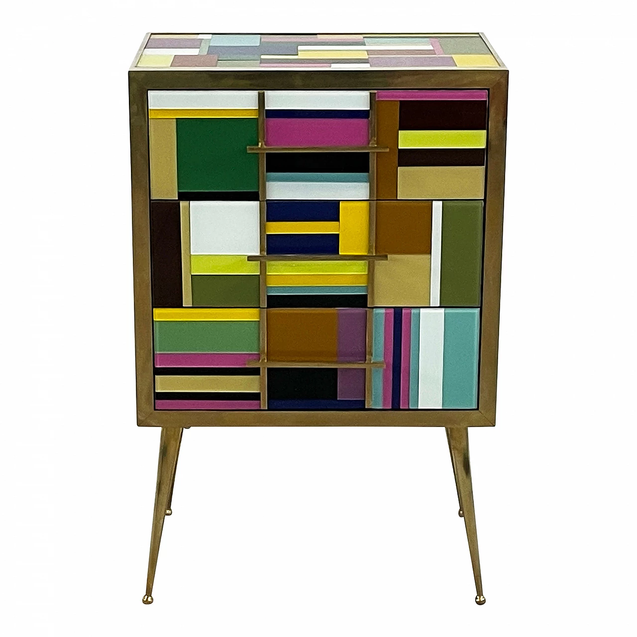 Three-drawer dresser covered in multicoloured Murano glass, 1990s 1