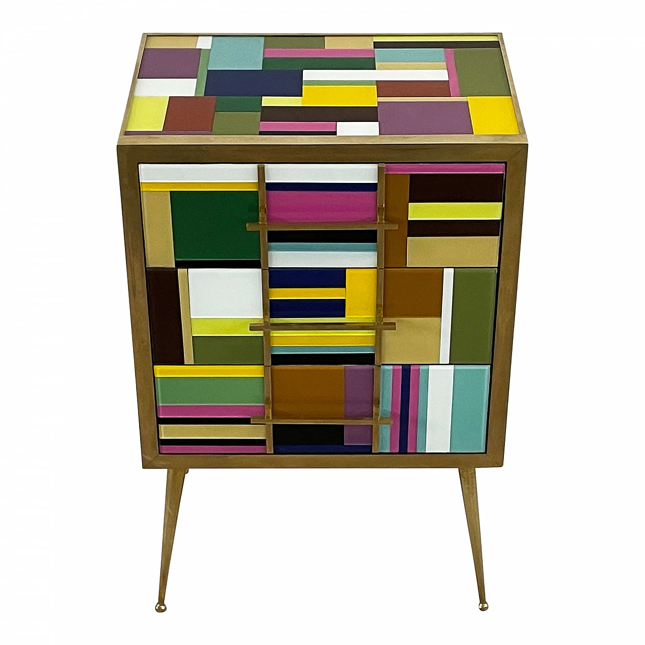 Three-drawer dresser covered in multicoloured Murano glass, 1990s 2