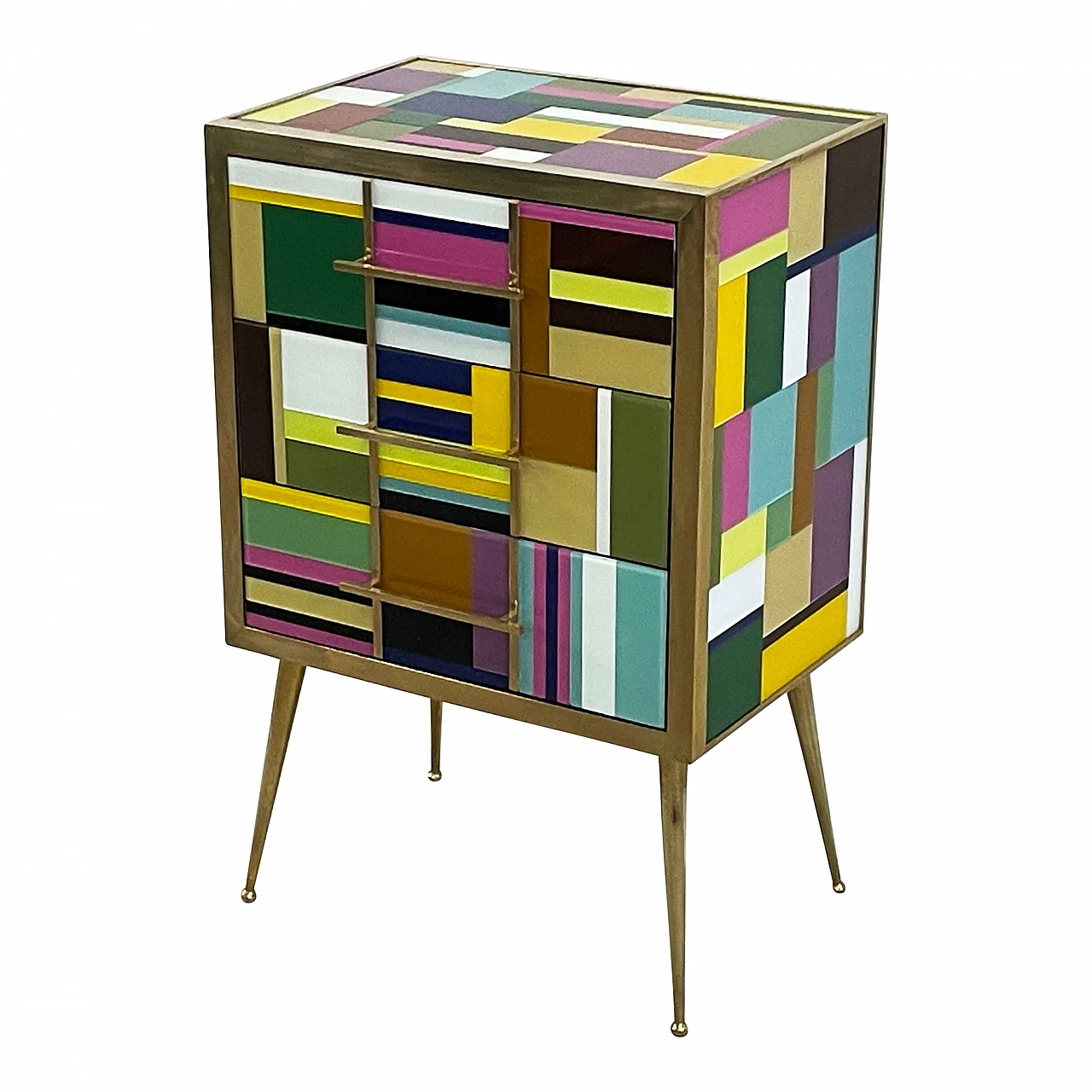 Three-drawer dresser covered in multicoloured Murano glass, 1990s 3