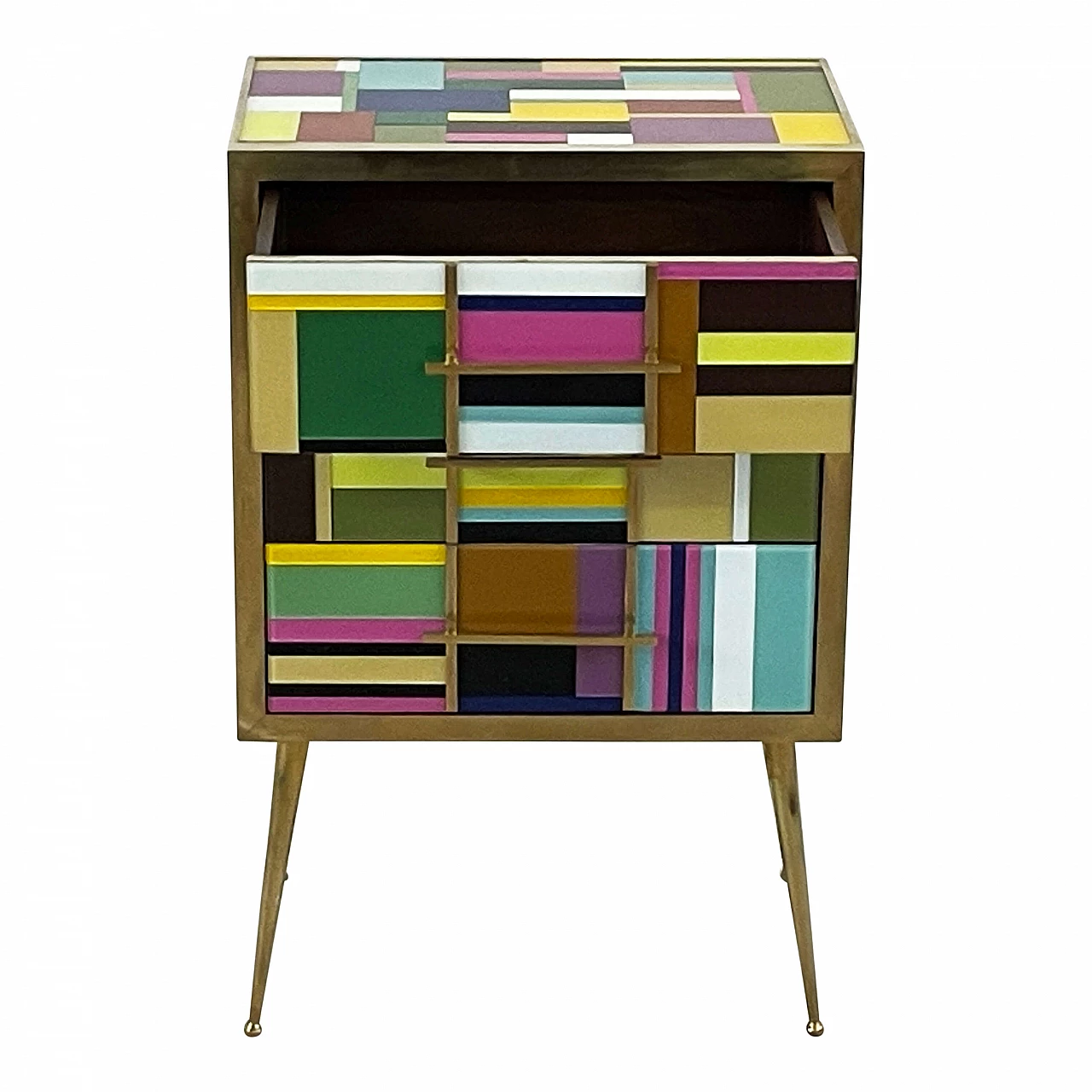 Three-drawer dresser covered in multicoloured Murano glass, 1990s 5