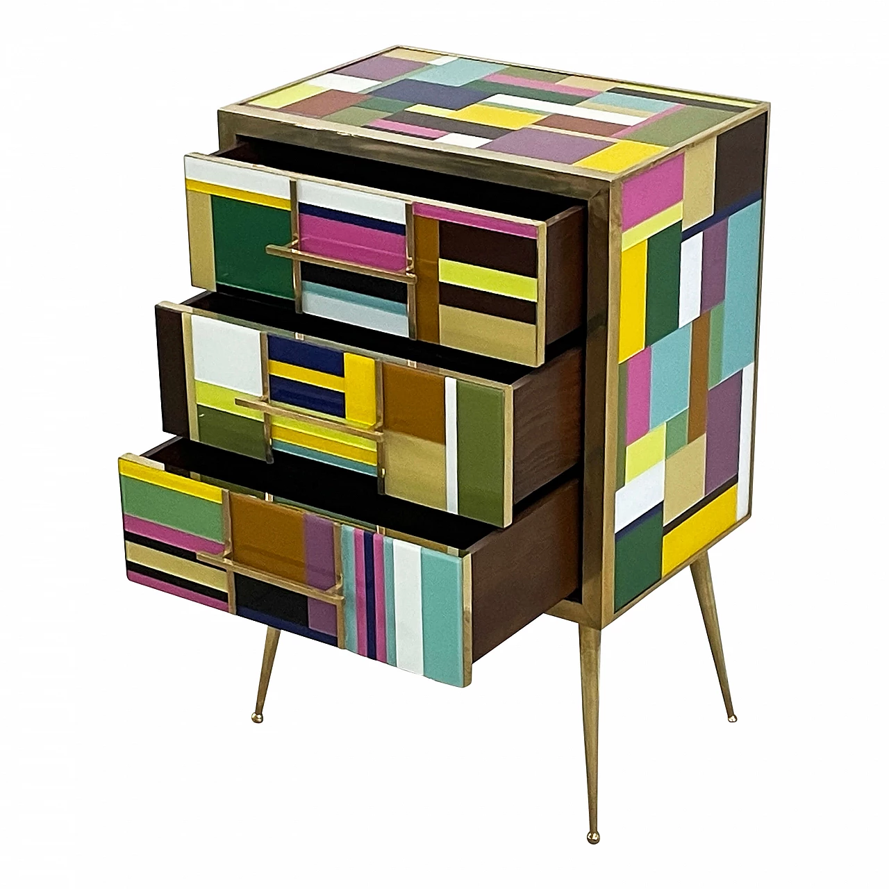 Three-drawer dresser covered in multicoloured Murano glass, 1990s 7