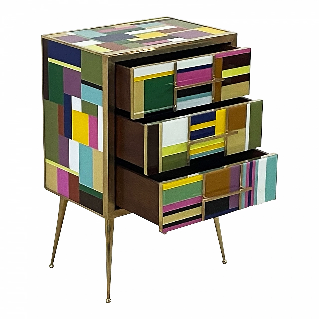 Three-drawer dresser covered in multicoloured Murano glass, 1990s 8
