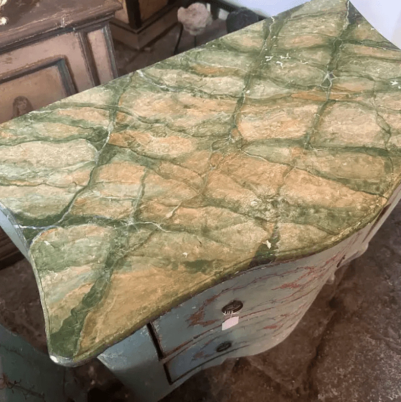 Coppia di cassettiere in stile Luigi XV in legno laccato, fine '800 8