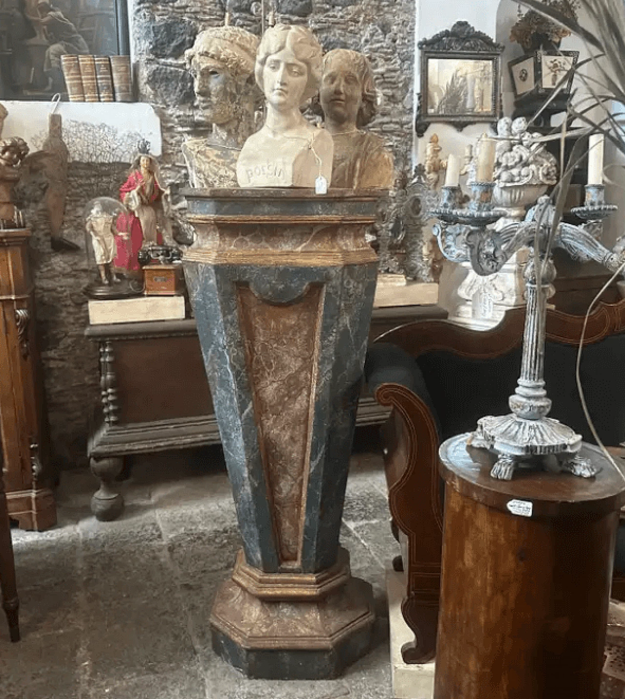 Coppia di colonne in legno laccato in stile Luigi XVI, fine '800 10