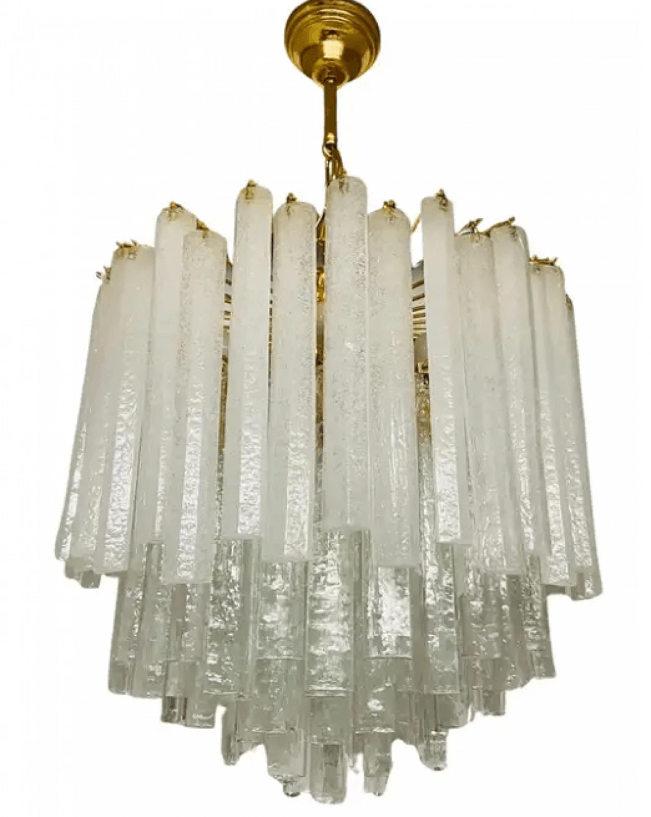 White Murano glass cascade chandelier by Mazzega, 1970s 1