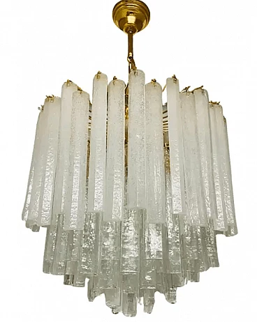 White Murano glass cascade chandelier by Mazzega, 1970s