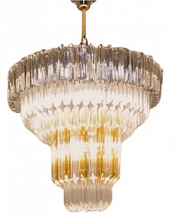 Transparent and brown Murano glass chandelier, 1970s