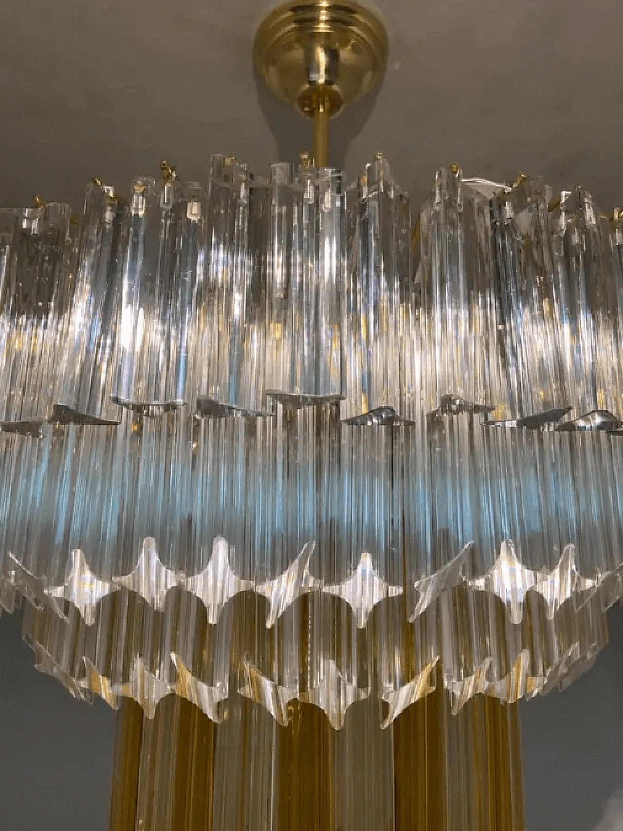 Transparent and brown Murano glass chandelier, 1970s 3