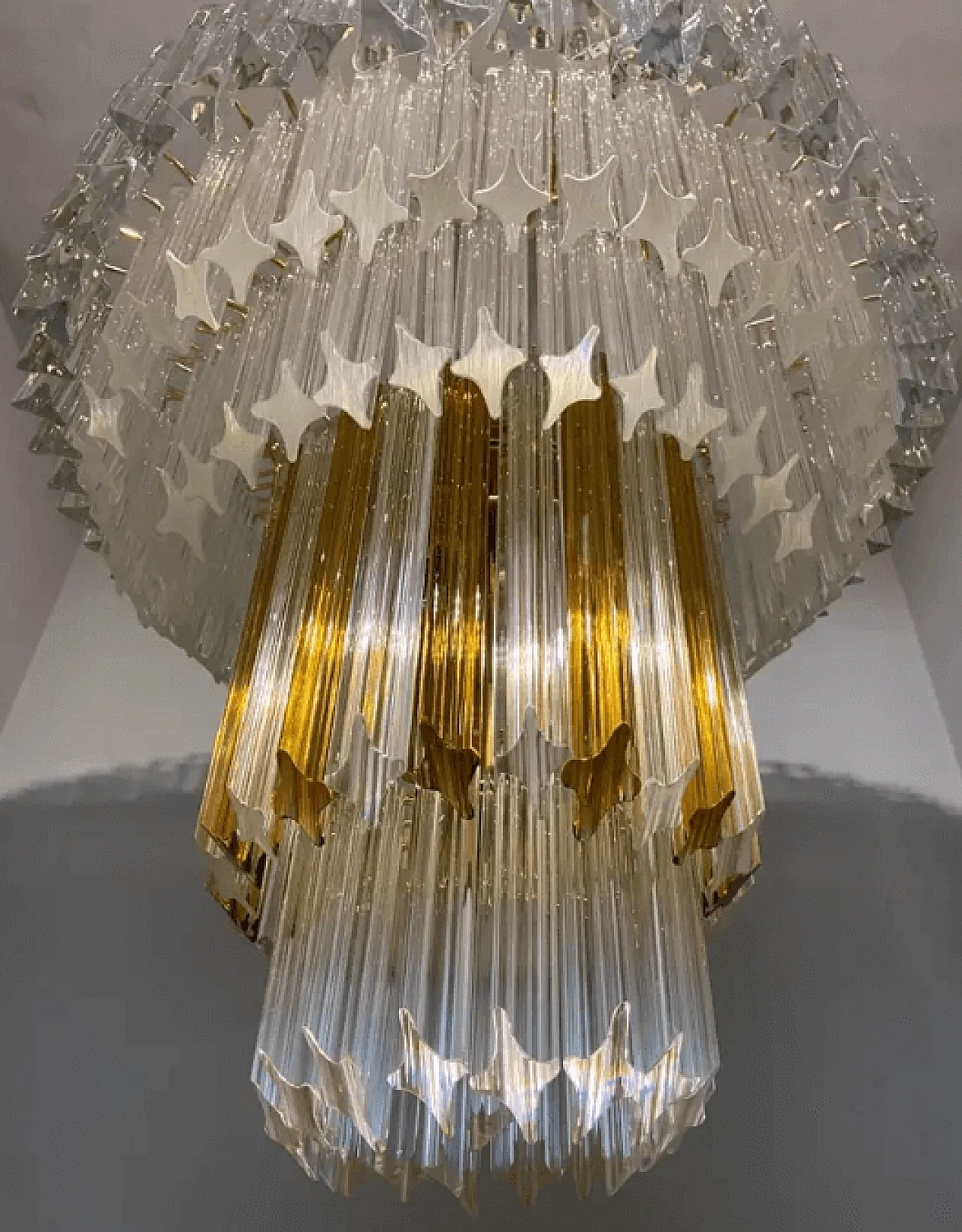 Transparent and brown Murano glass chandelier, 1970s 5