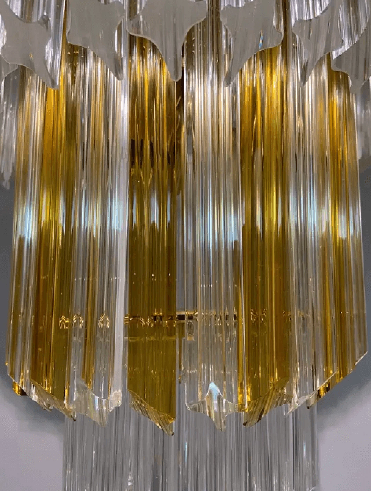 Lampadario in vetro di Murano trasparente e marrone, anni '70 6