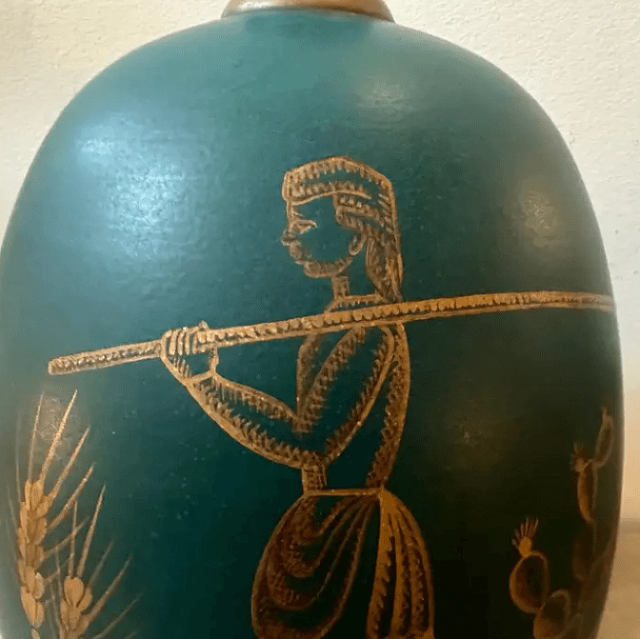 Vaso siciliano in ceramica verde e oro di Gio Ponti, anni '30 3