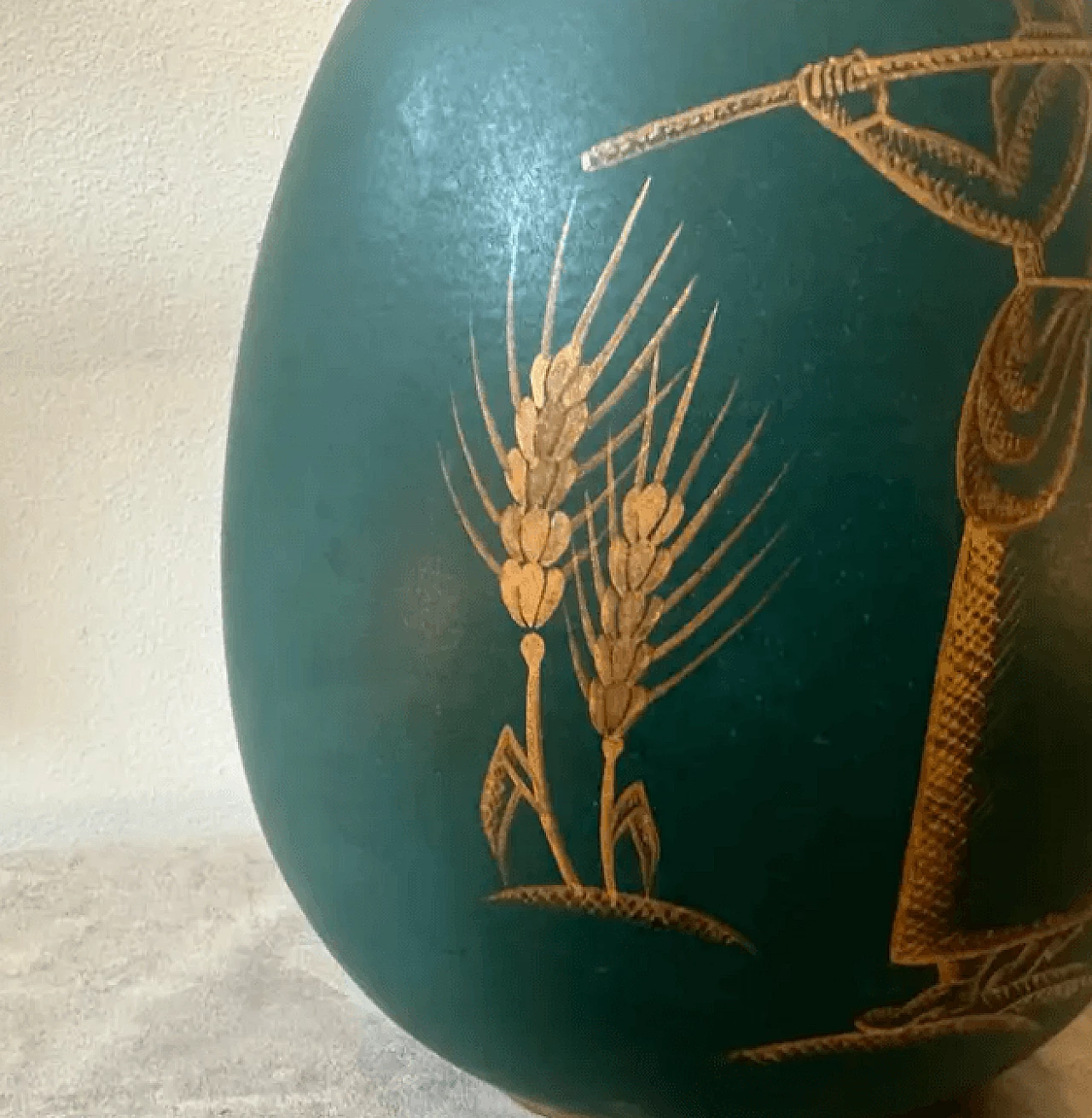 Vaso siciliano in ceramica verde e oro di Gio Ponti, anni '30 4