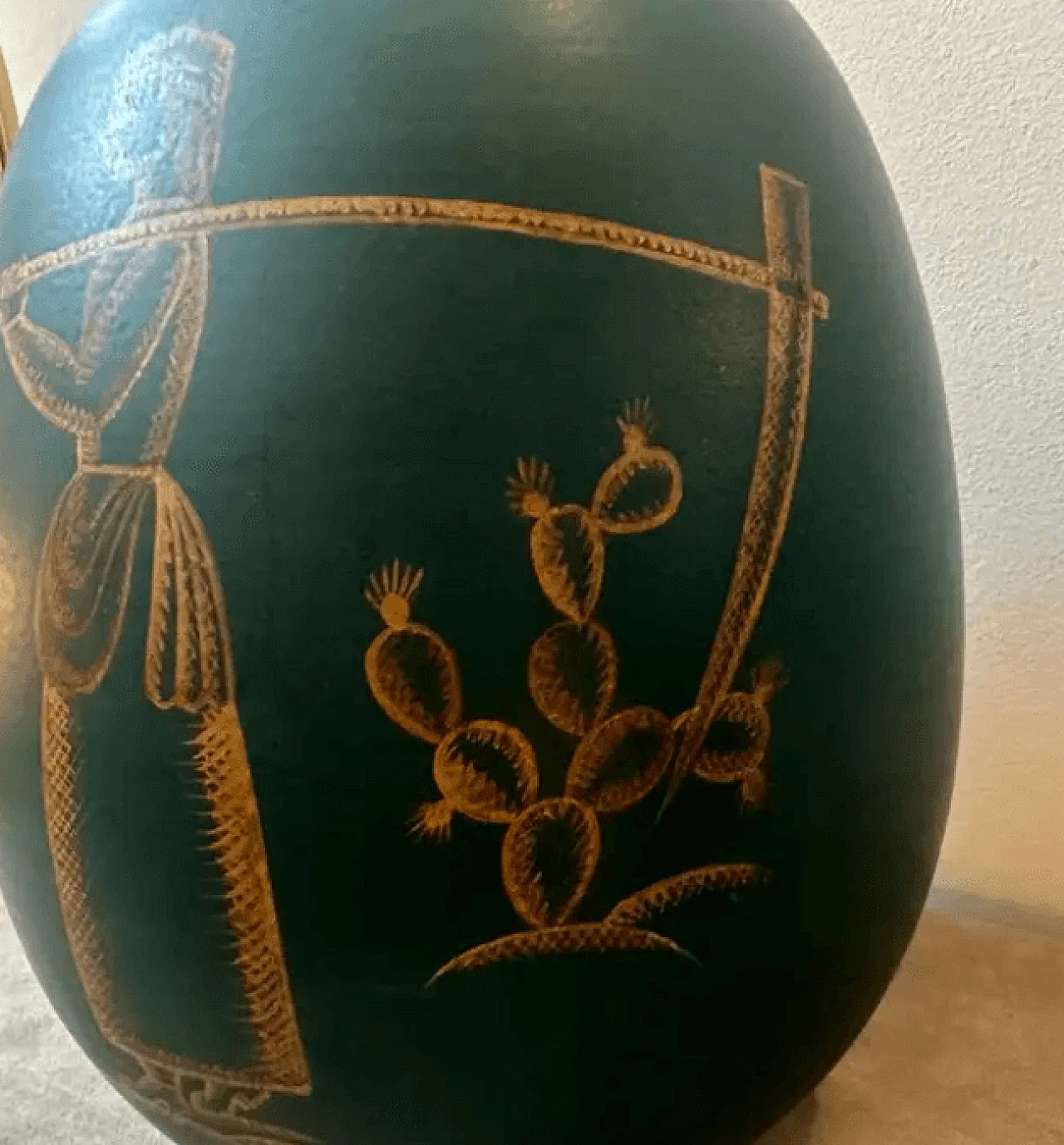 Sicilian vase in green and gold ceramic by Gio Ponti, 1930s 5