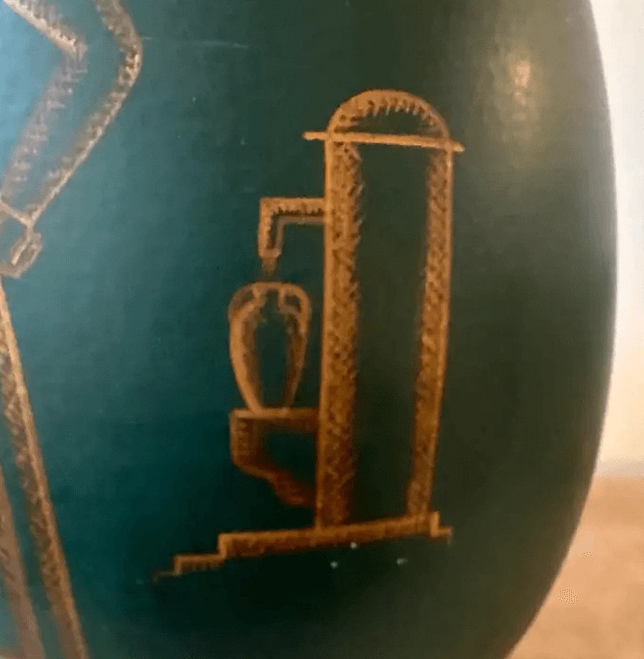 Vaso siciliano in ceramica verde e oro di Gio Ponti, anni '30 6