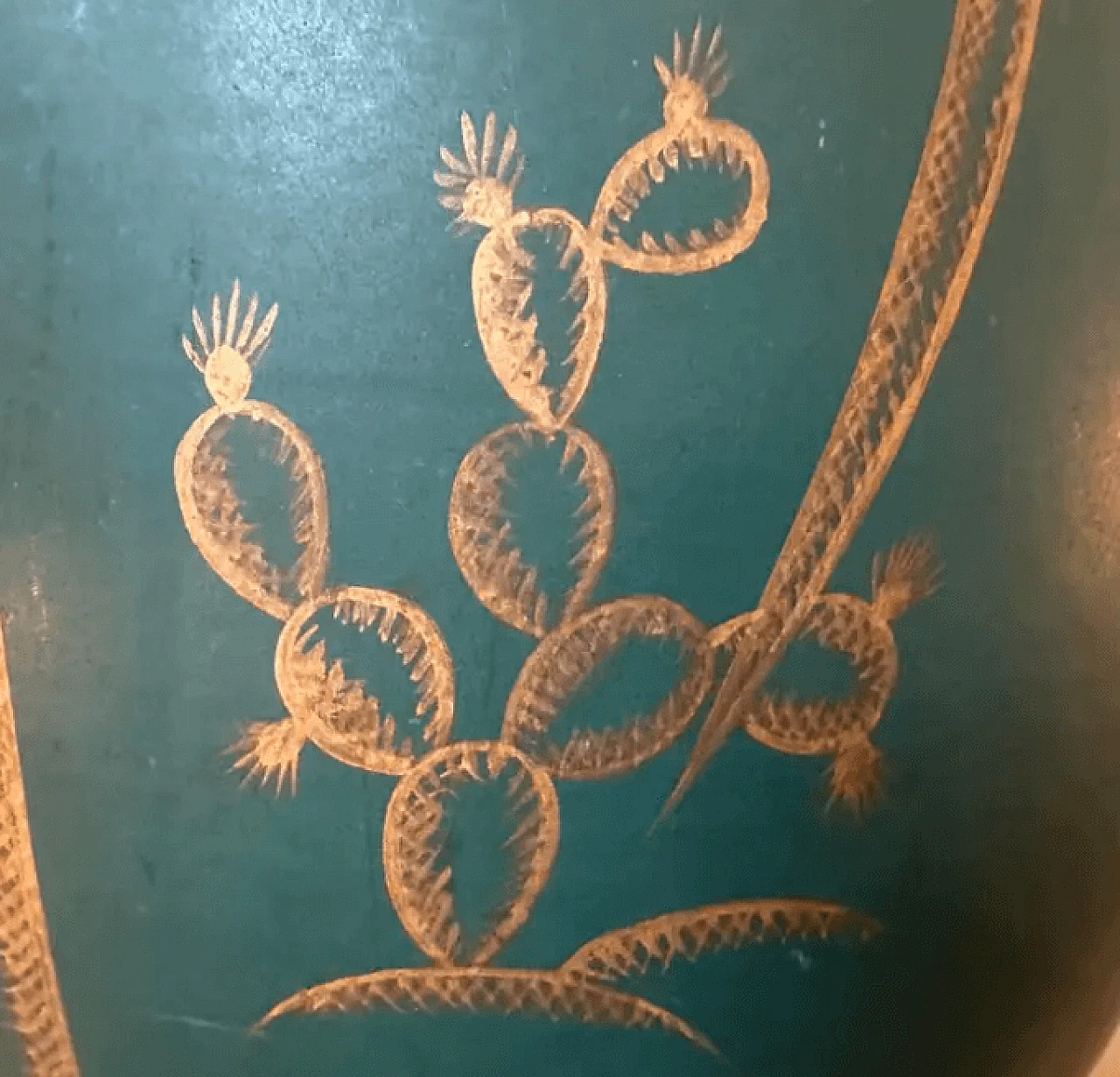 Sicilian vase in green and gold ceramic by Gio Ponti, 1930s 9
