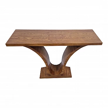 Double-sided walnut console table in Art Deco stle, 1990s