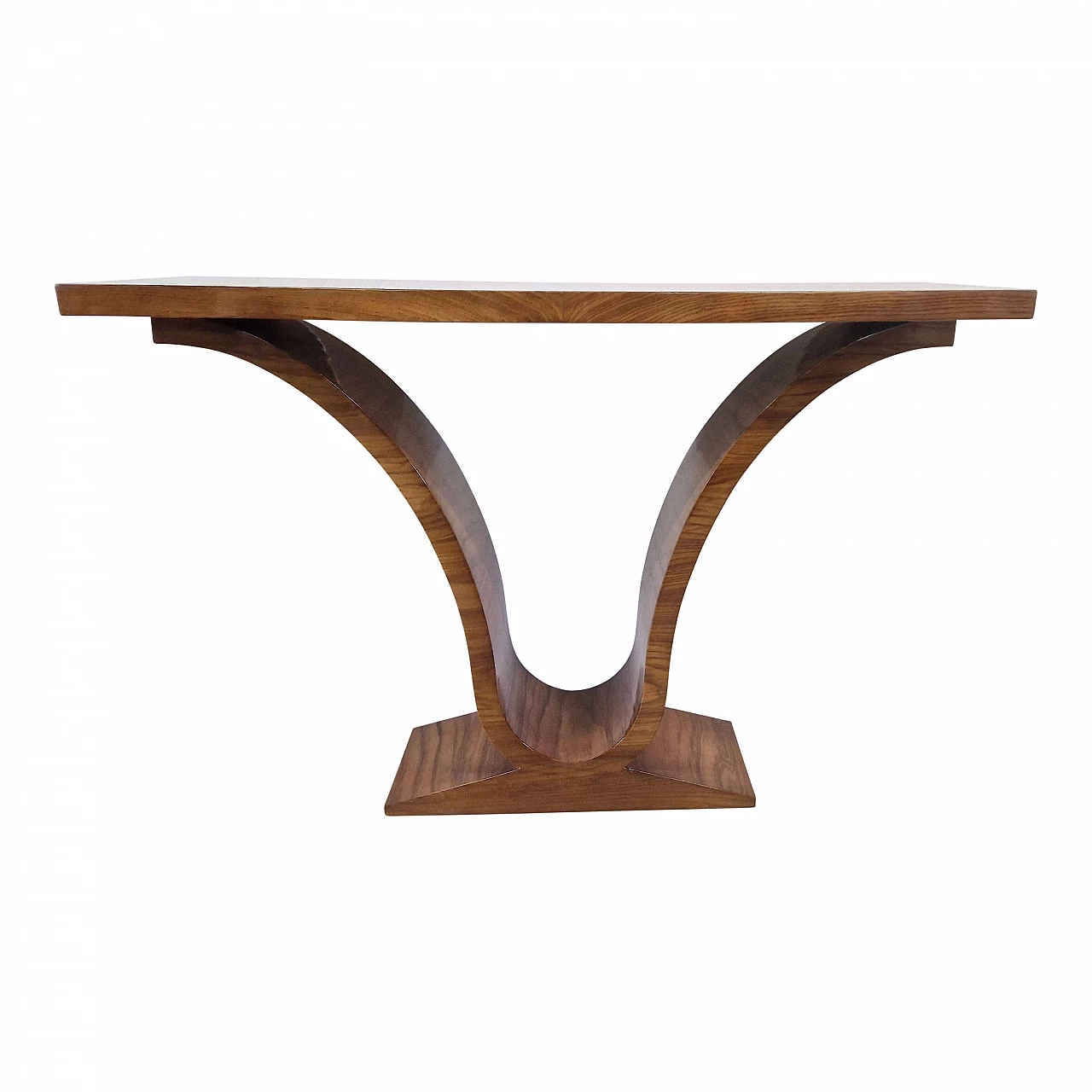 Double-sided walnut console table in Art Deco stle, 1990s 3