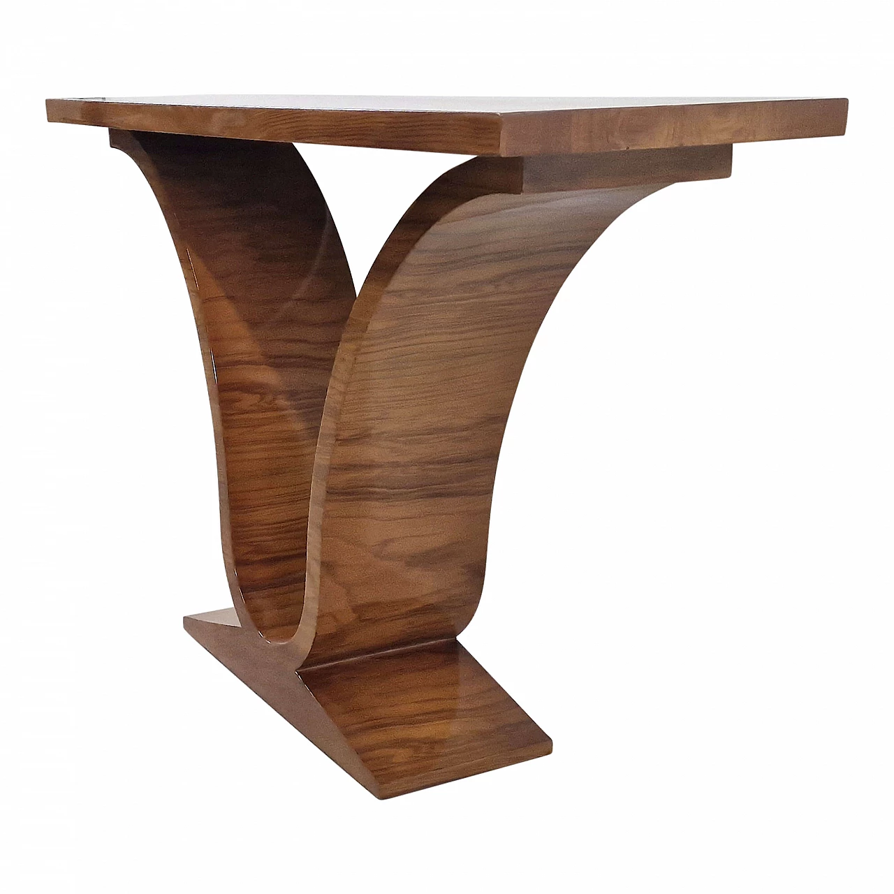Double-sided walnut console table in Art Deco stle, 1990s 4