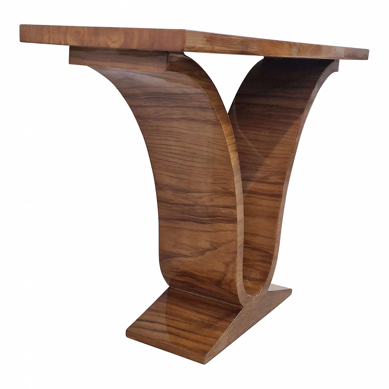 Double-sided walnut console table in Art Deco stle, 1990s 5