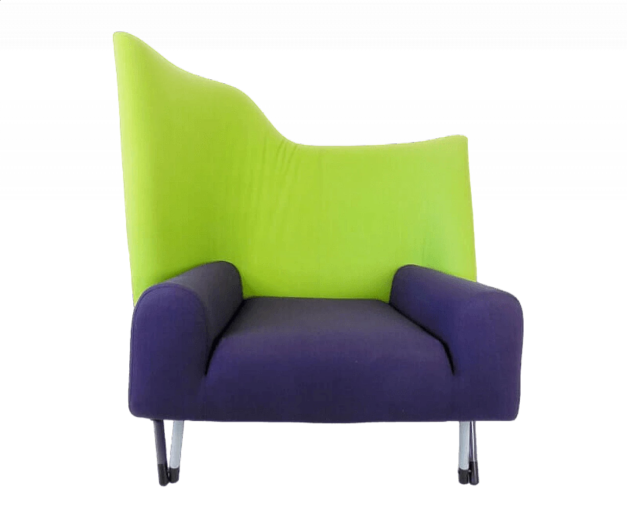 Torso armchair in apple green and purple virgin wool by Paolo Deganello for Cassina, 1984 11
