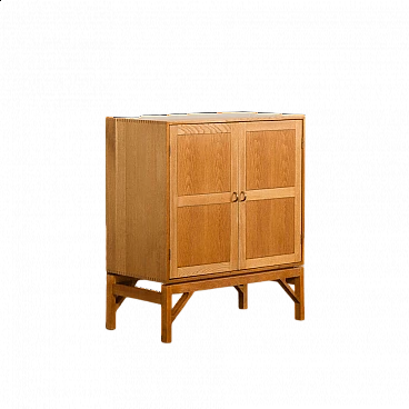 Solid oak vinyl cabinet by Christen Hvidt for Soborg Mobelfabrik, 1970s