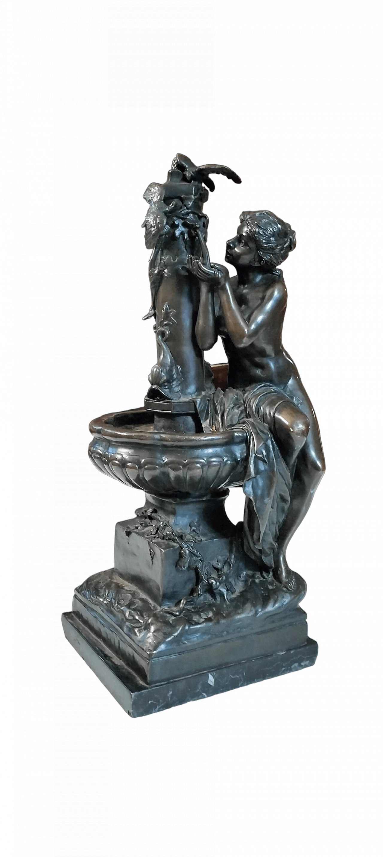 Francois Boucher Ouline, Jeune fille a la Fontaine, scultura in bronzo, anni '20 14