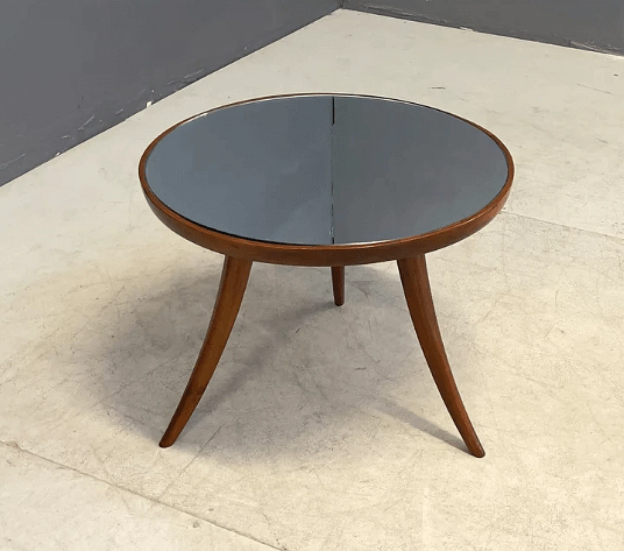 Tavolino rotondo in legno, anni '50 2