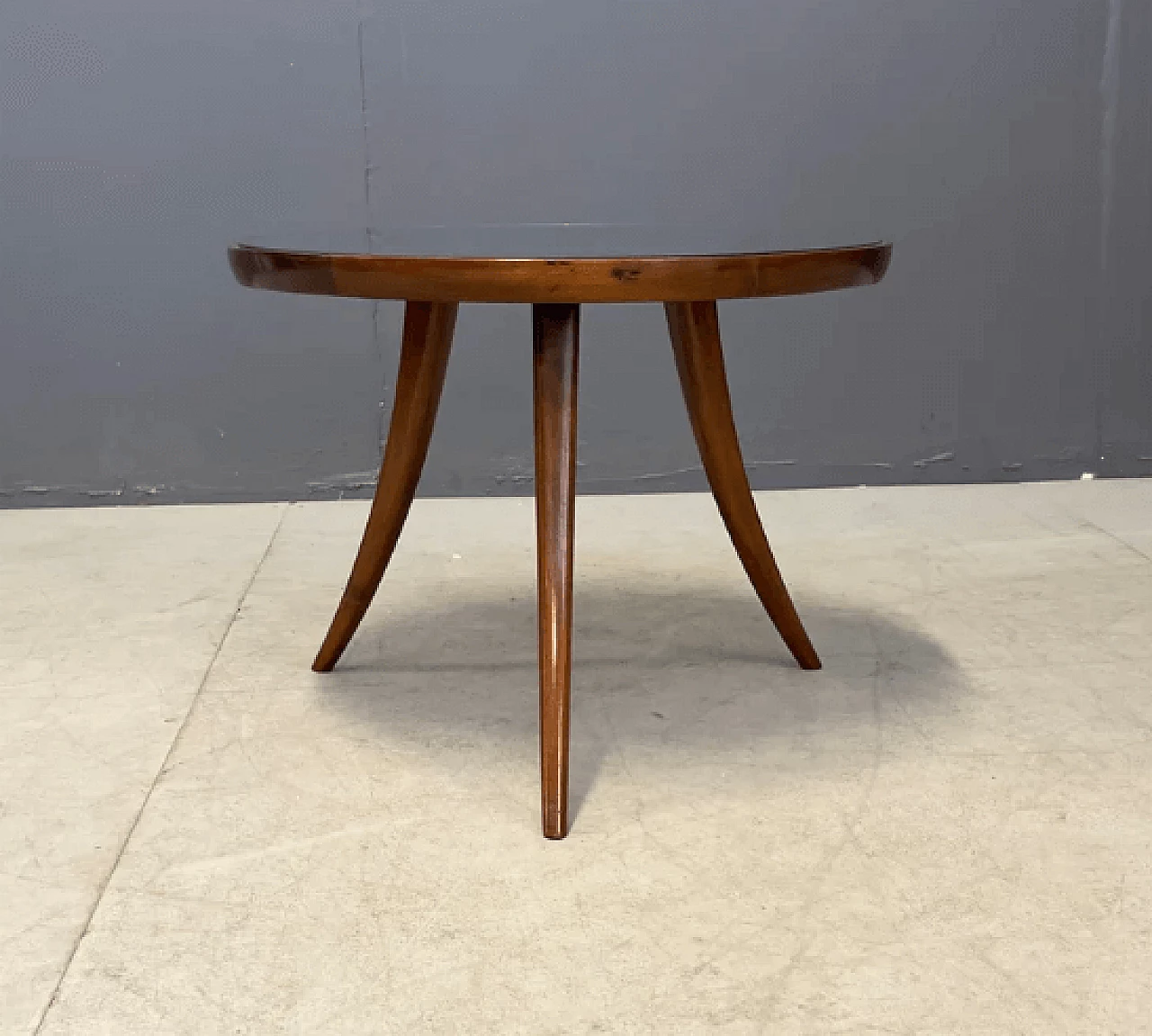 Tavolino rotondo in legno, anni '50 3