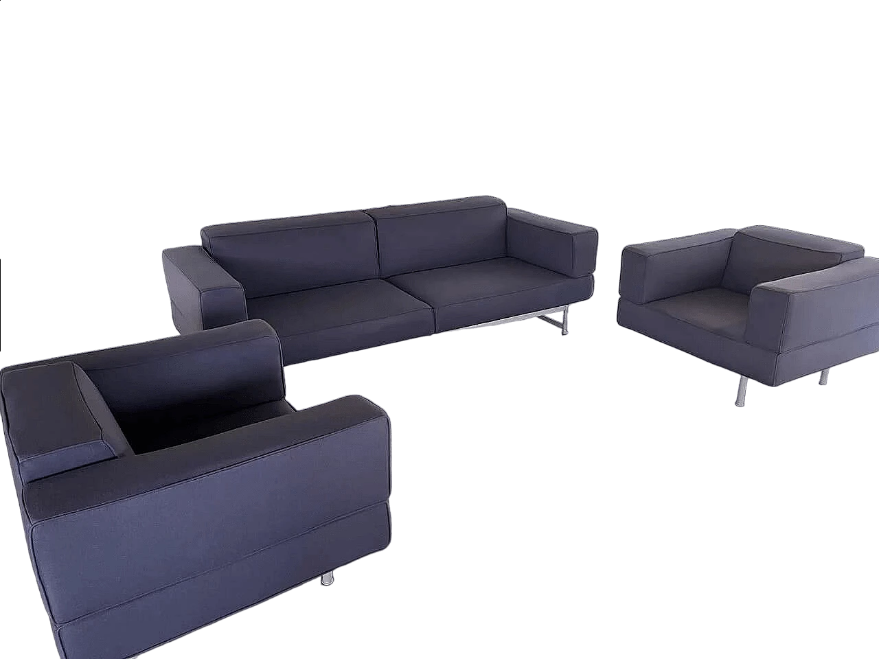 Divano e coppia di poltrone Reef in lana viola di Piero Lissoni per Cassina 15