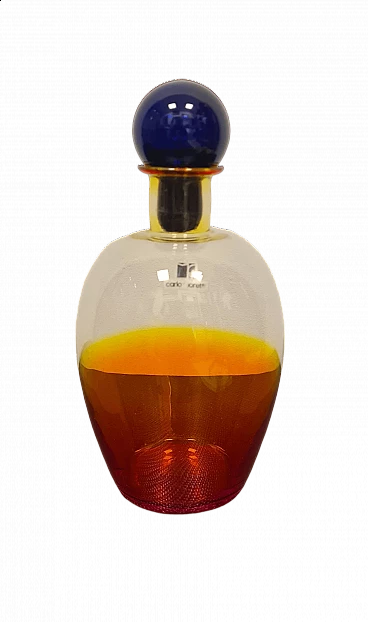Blown Murano glass bottle by Carlo Moretti, 1980s