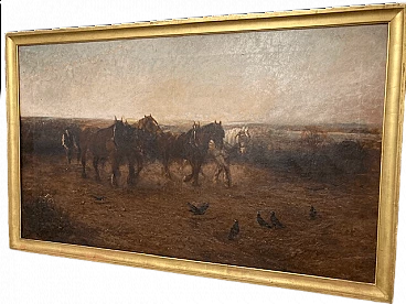 Loraine Nevison Arthur, Paesaggio con cavalli, olio su tela, 1893