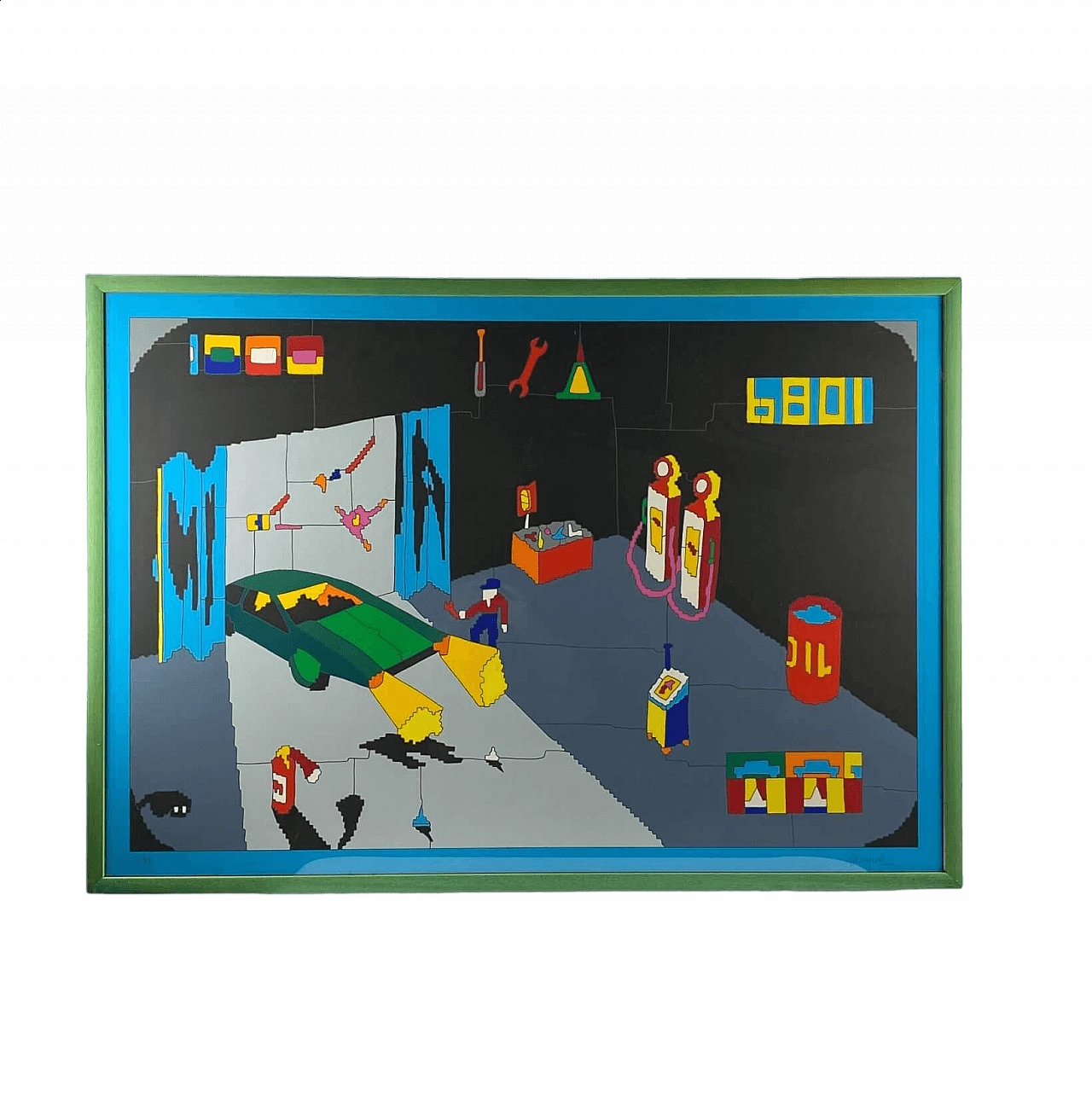 Ugo Nespolo, Garage, screen print, 1980s 14