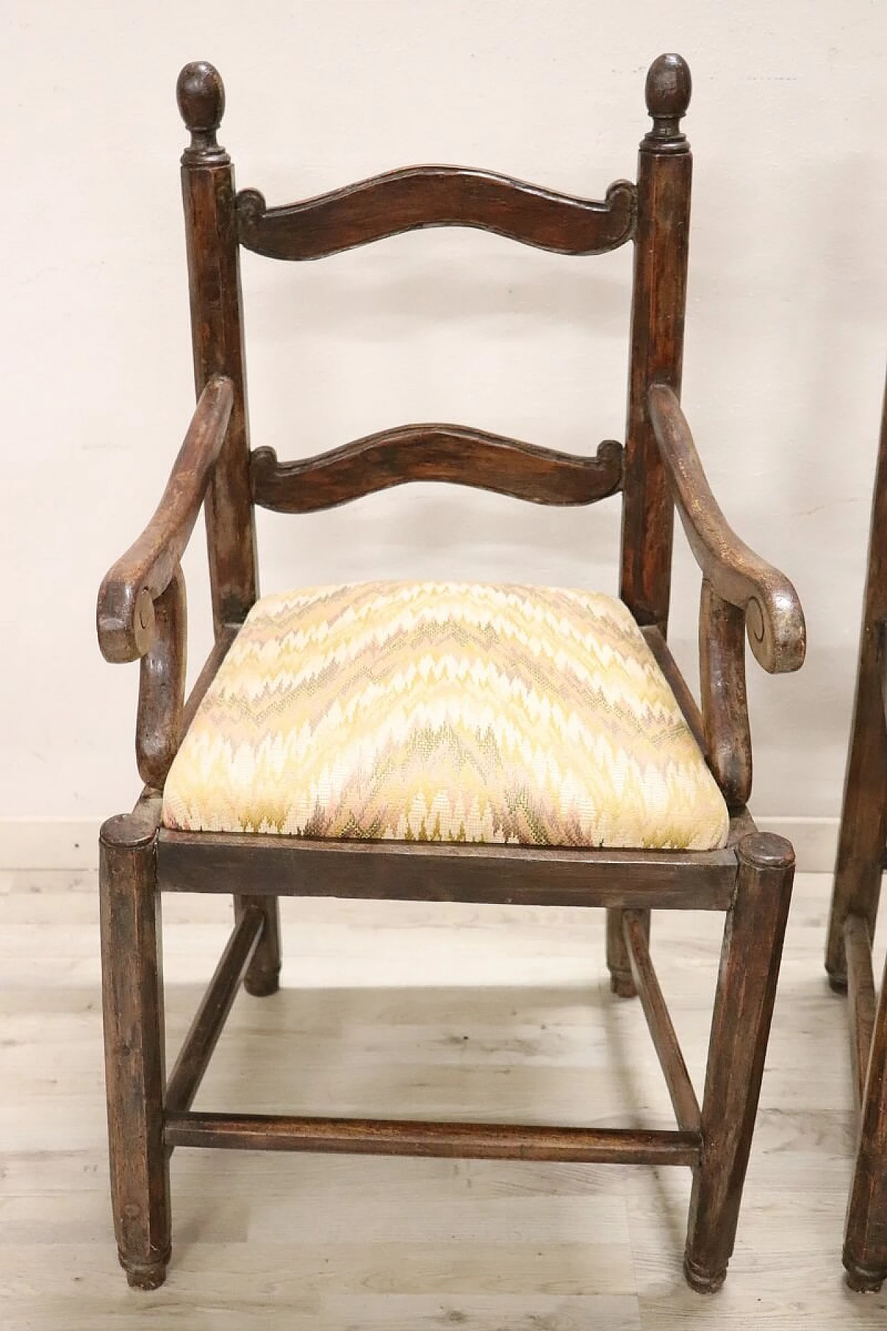 Pair of Louis XVI solid walnut armchairs, 18th century 2