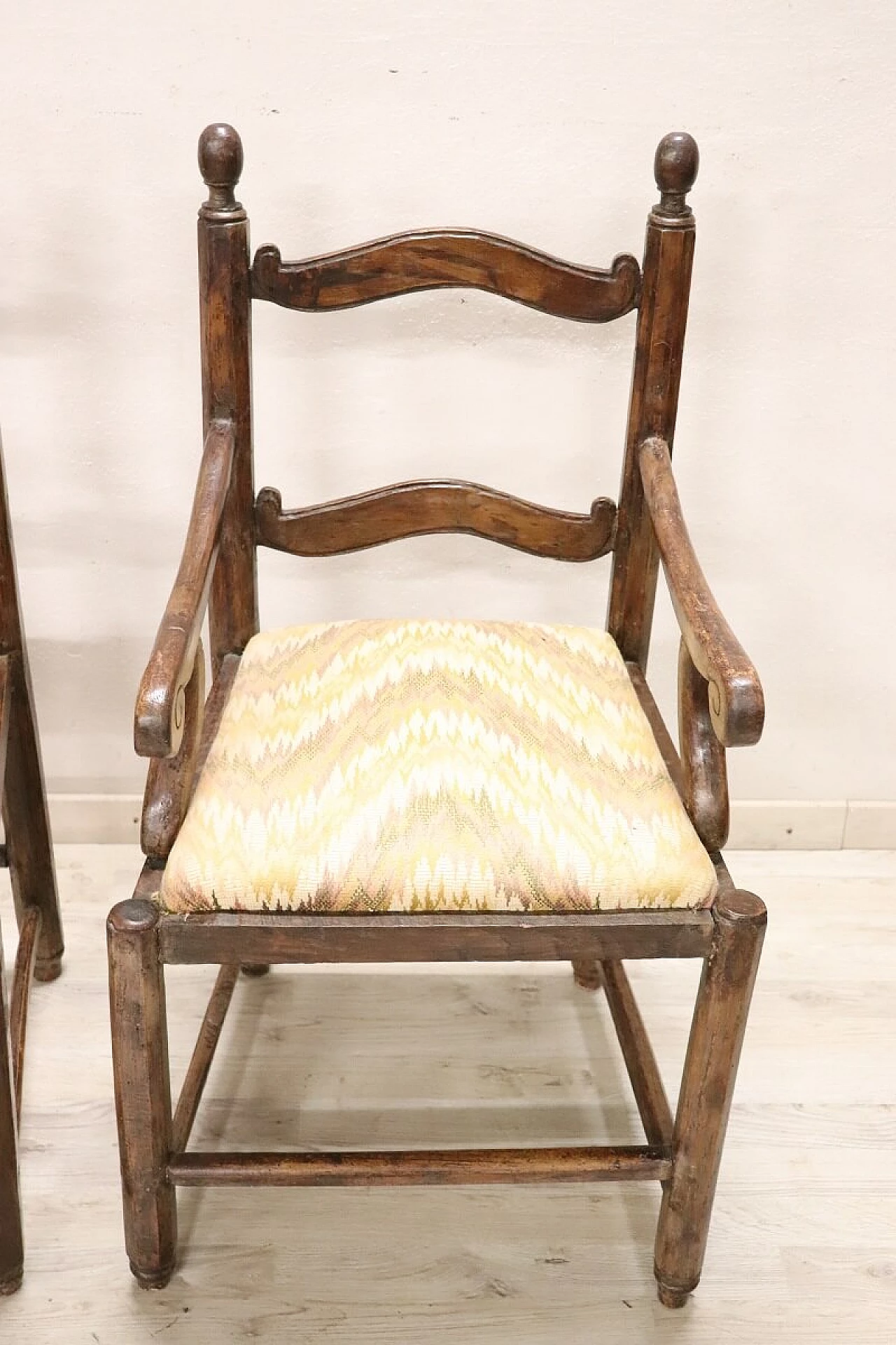 Pair of Louis XVI solid walnut armchairs, 18th century 3