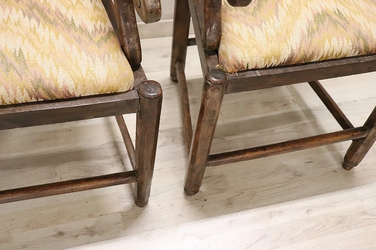 Pair of Louis XVI solid walnut armchairs, 18th century 5