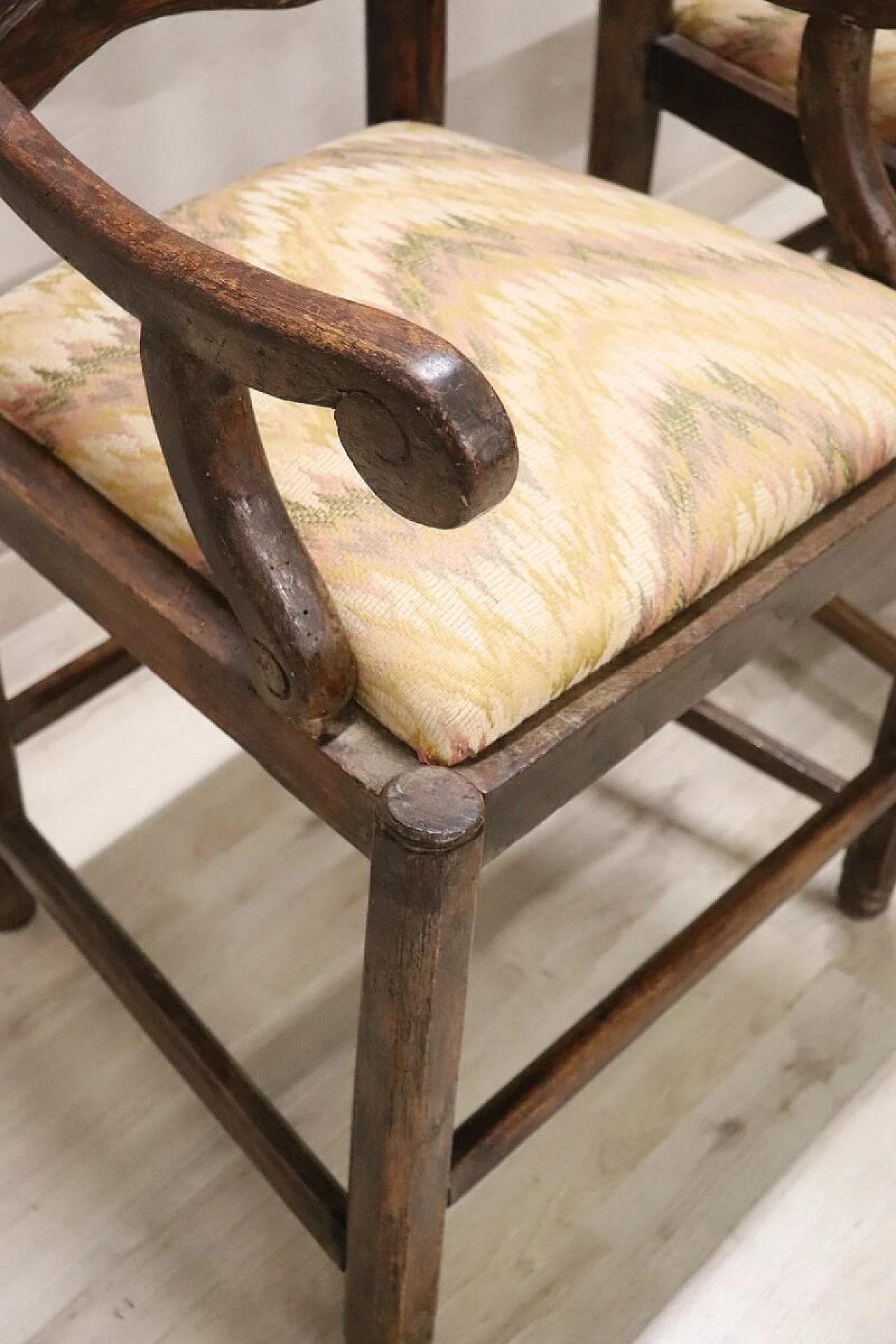 Pair of Louis XVI solid walnut armchairs, 18th century 6