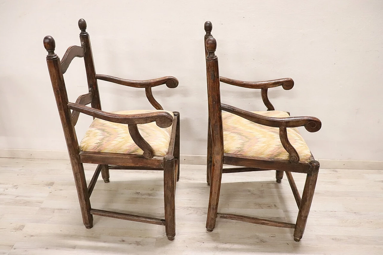 Pair of Louis XVI solid walnut armchairs, 18th century 7