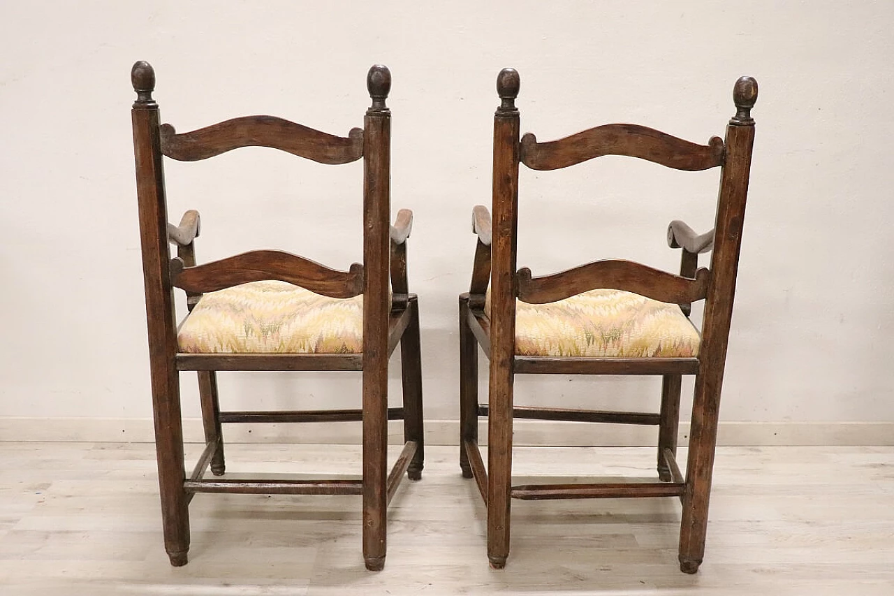 Pair of Louis XVI solid walnut armchairs, 18th century 8