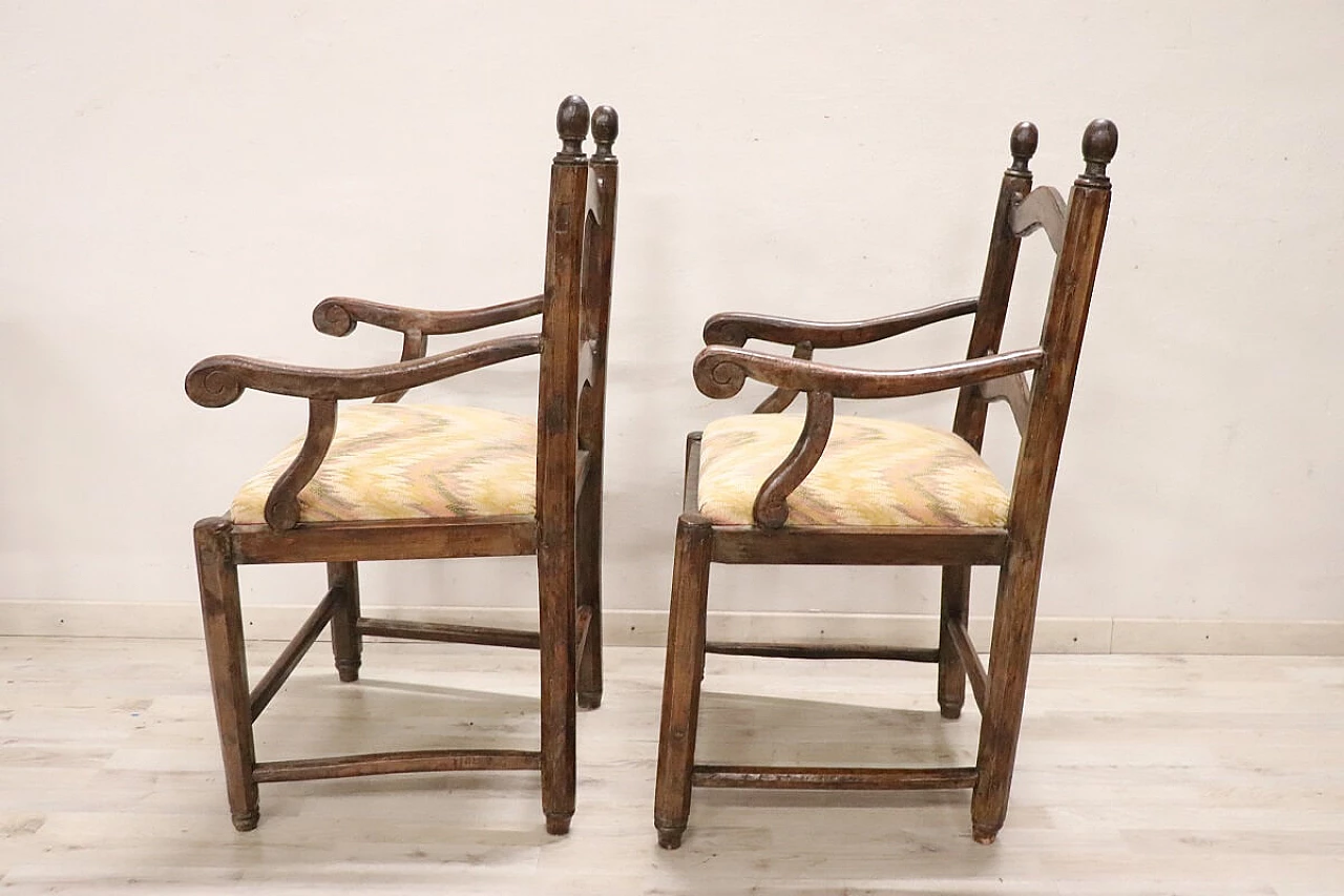 Pair of Louis XVI solid walnut armchairs, 18th century 9