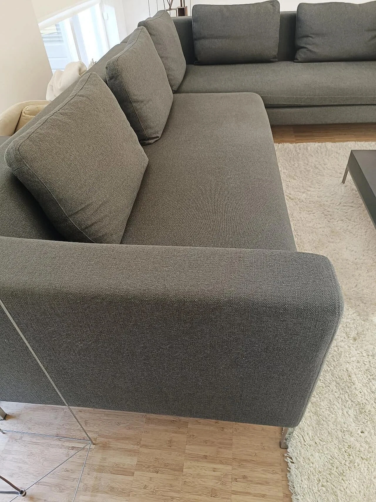 Divano angolare Luna angolare in cotone grigio talpa di Alberta Salotti 5