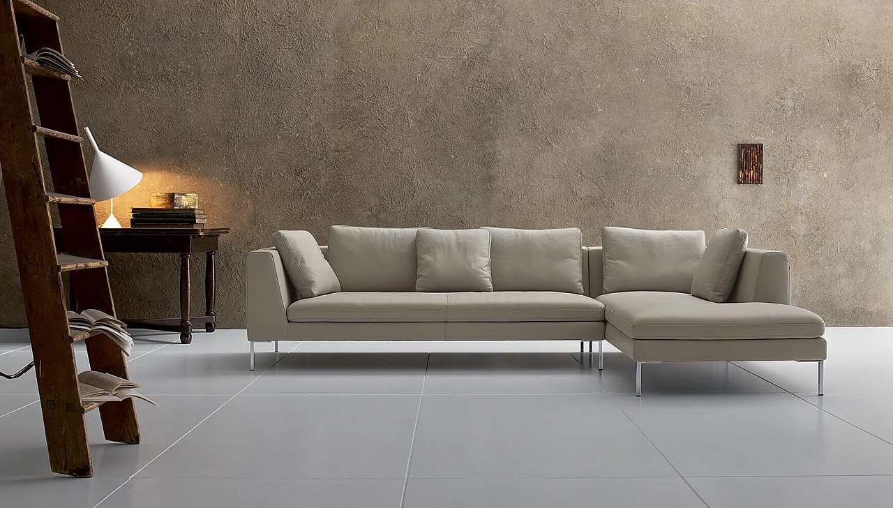 Divano angolare Luna angolare in cotone grigio talpa di Alberta Salotti 12