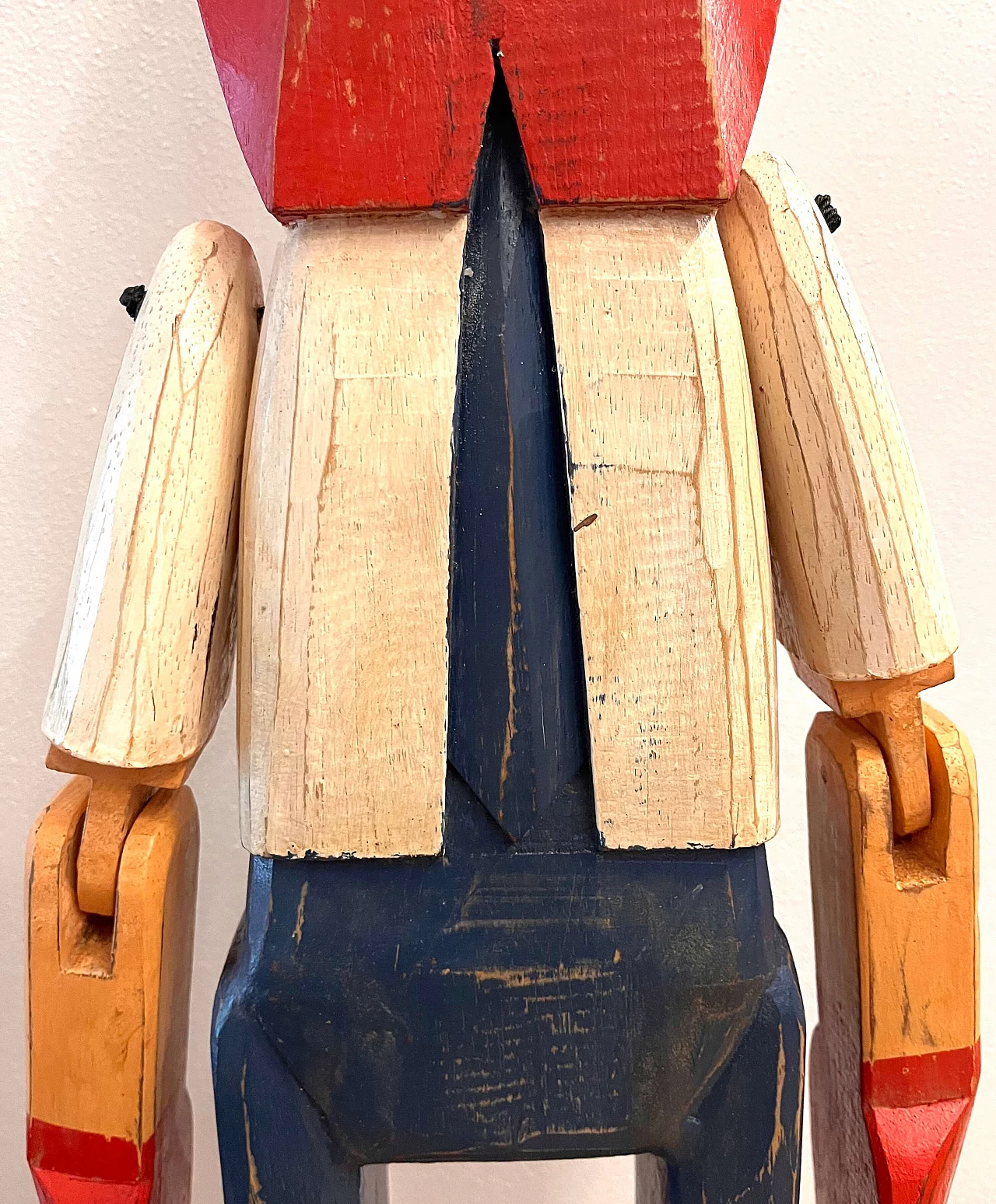 Wood Pinocchio sculpture with jointed arms, 1960s 7