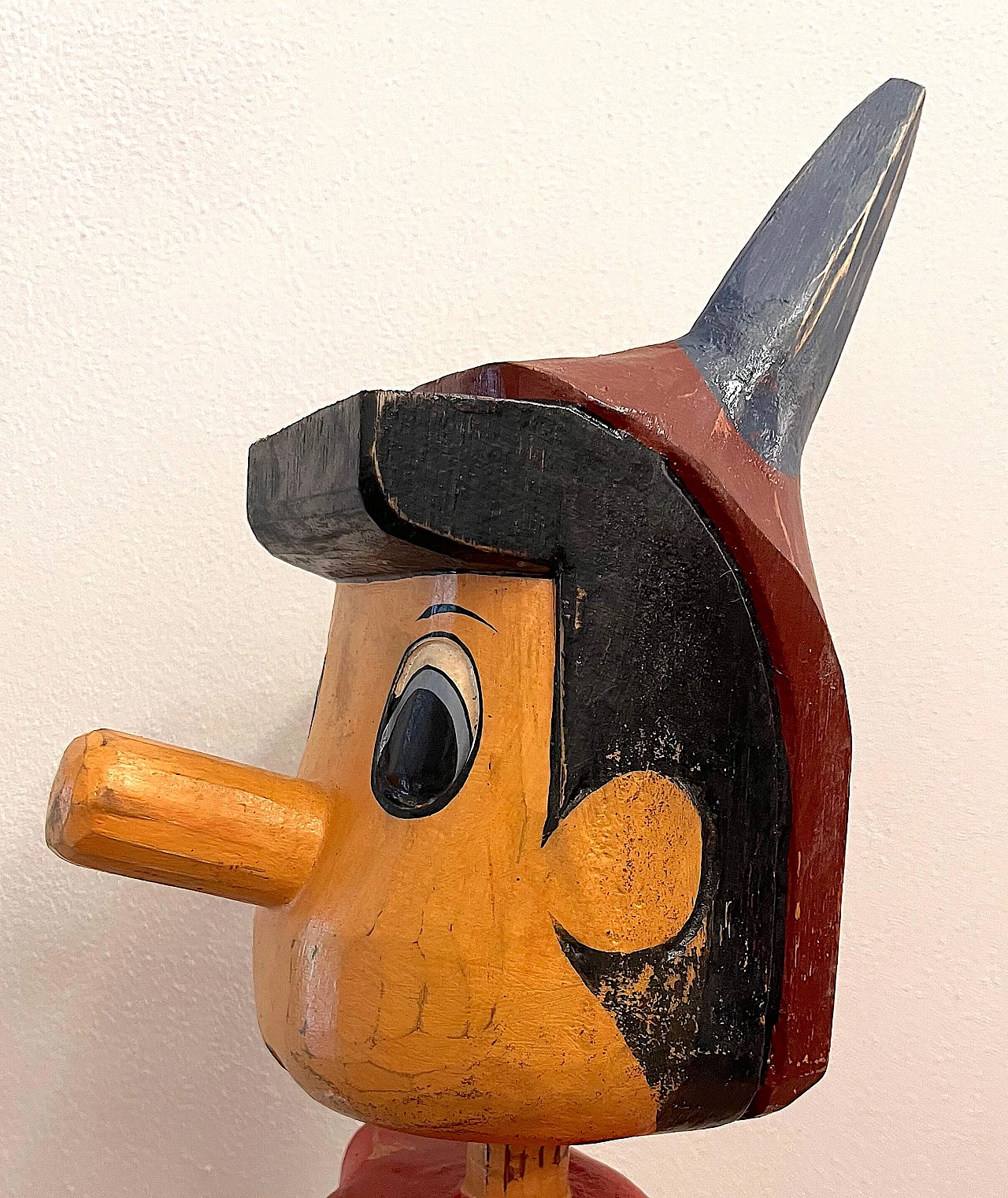 Wood Pinocchio sculpture with jointed arms, 1960s 8