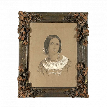 Ritratto di giovane donna, matita, carboncino e biacca su carta, 1858