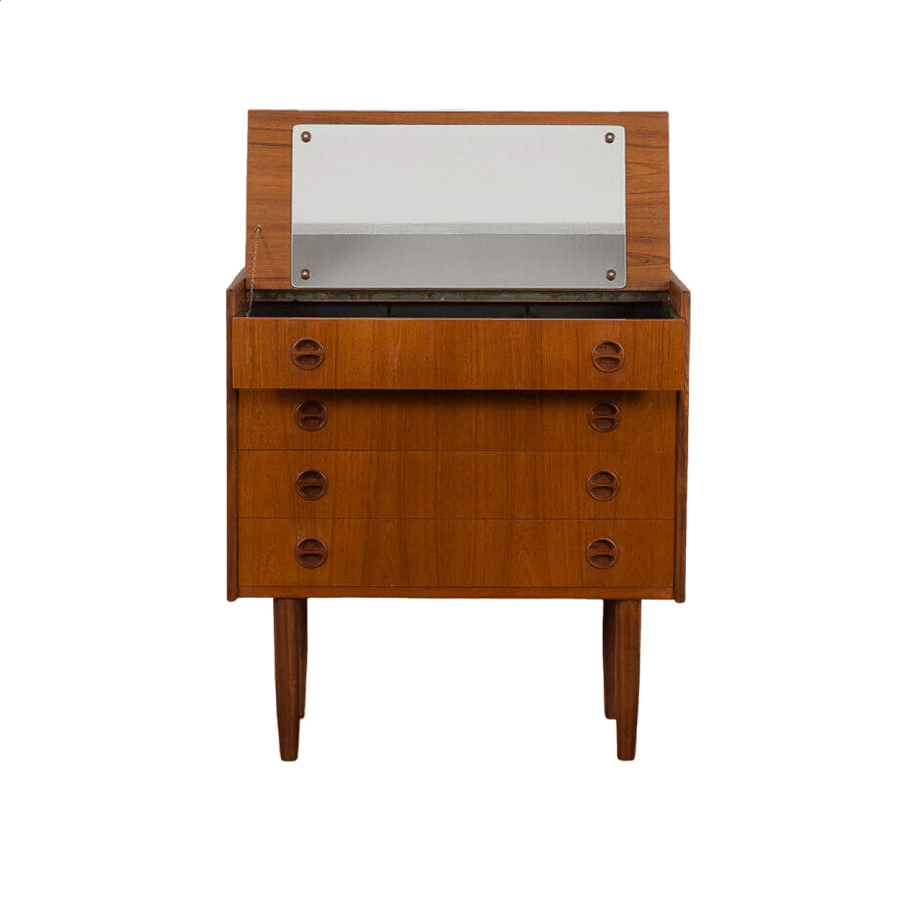 Danish four-drawer dresser with mirrored top, 1960s 20