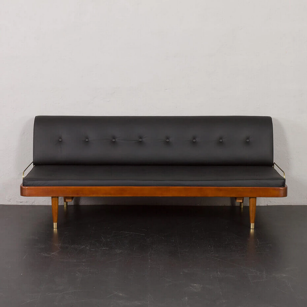 Danish daybed with removable back and hidden compartment, 1960s 4