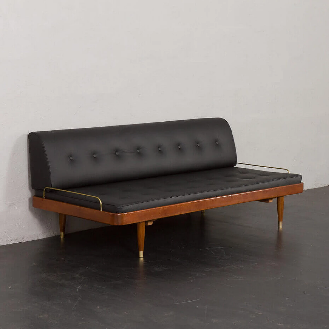 Danish daybed with removable back and hidden compartment, 1960s 5